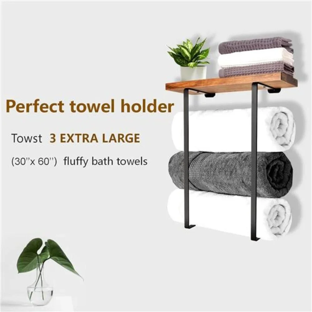 Towel Rack Wall Mounted,Bathroom Towel Storage,Wall Towel Holder, Black